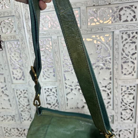 Vtg Fossil Maddox Green Lamb Hide Leather Shoulder Crossbody Bag - Picture 5 of 10